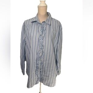 Blue button down striped women’s plus size 2X blouse by Polo Ralph Lauren work